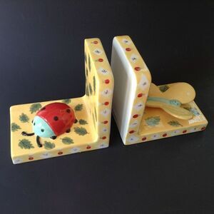 Pair Ceramic Bookends Butterfly & Ladybug House of Hatten Kids